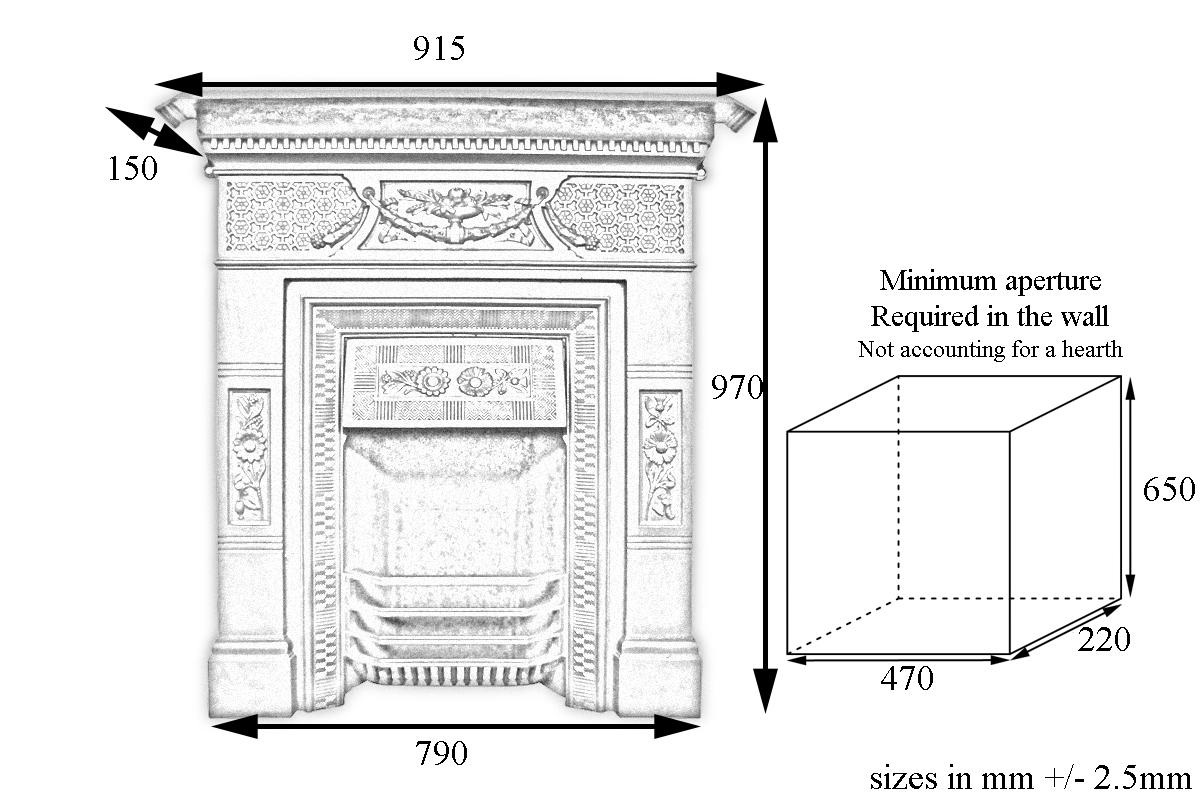 19th Century Antique Victorian Cast Iron Bedroom Fireplace