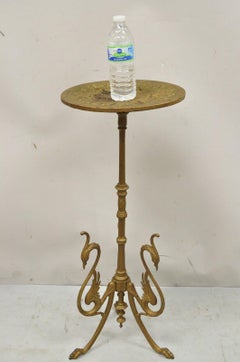 Antique Victorian Cast Iron Bird Form Pedestal Base Plant Stand Side Table
