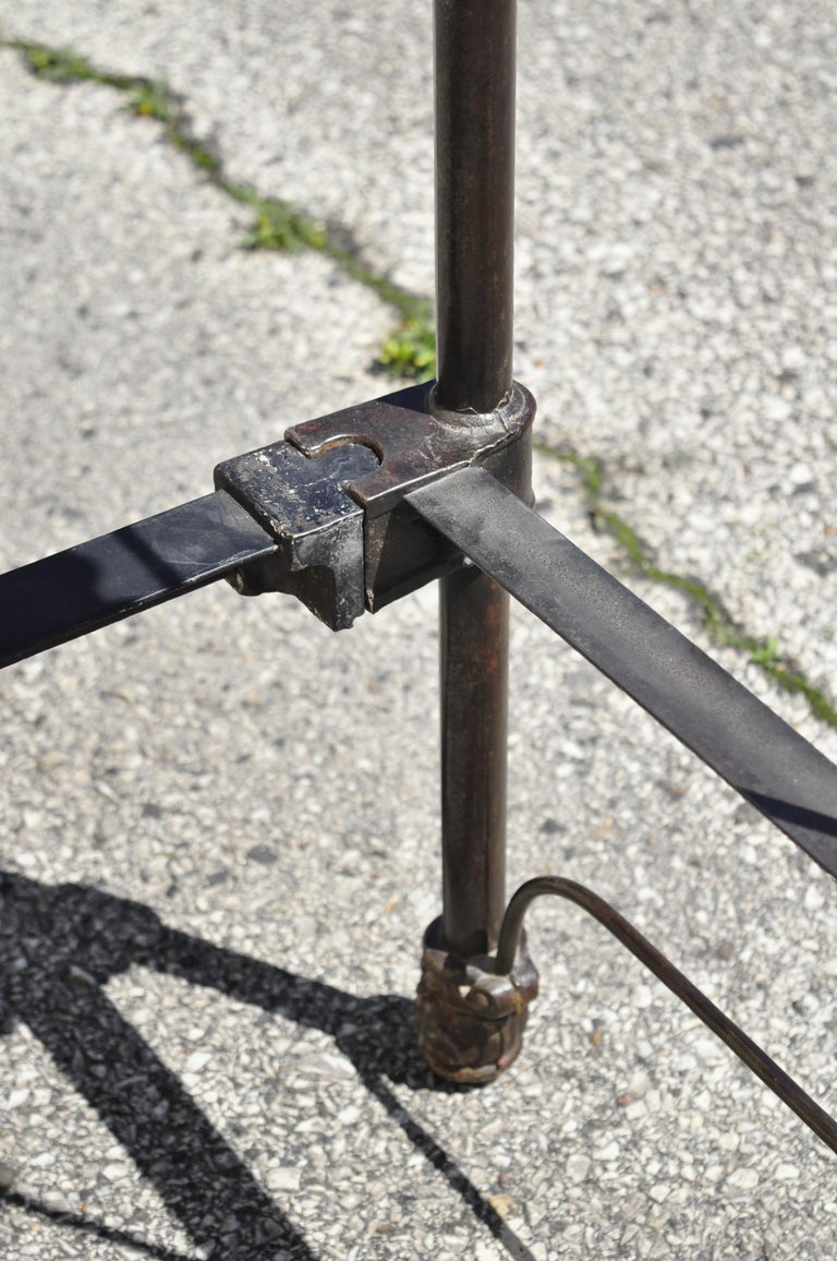 Antique Victorian Cast Iron Brass Steel Queen Size Bed Frame with Brass