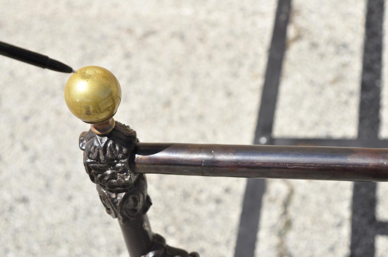 Antique Victorian Cast Iron Brass Steel Queen Size Bed Frame with Brass