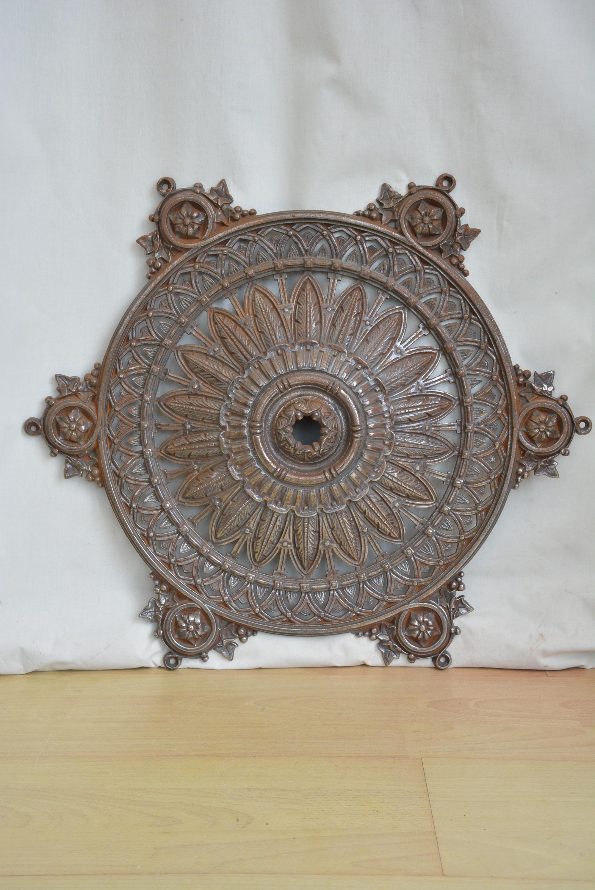 Antique Victorian Cast Iron Ceiling Rose with Feather and Ivy ...