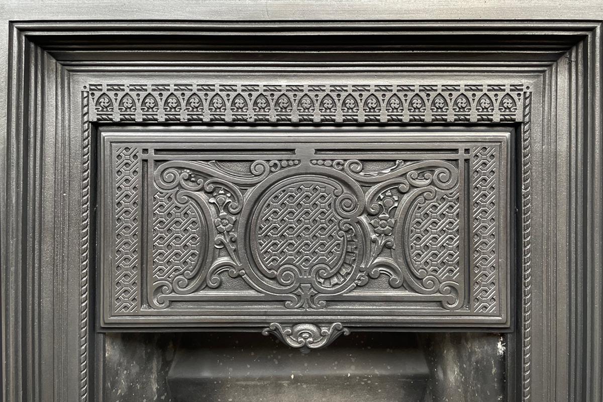 English Antique Victorian Cast Iron Combination Fireplace