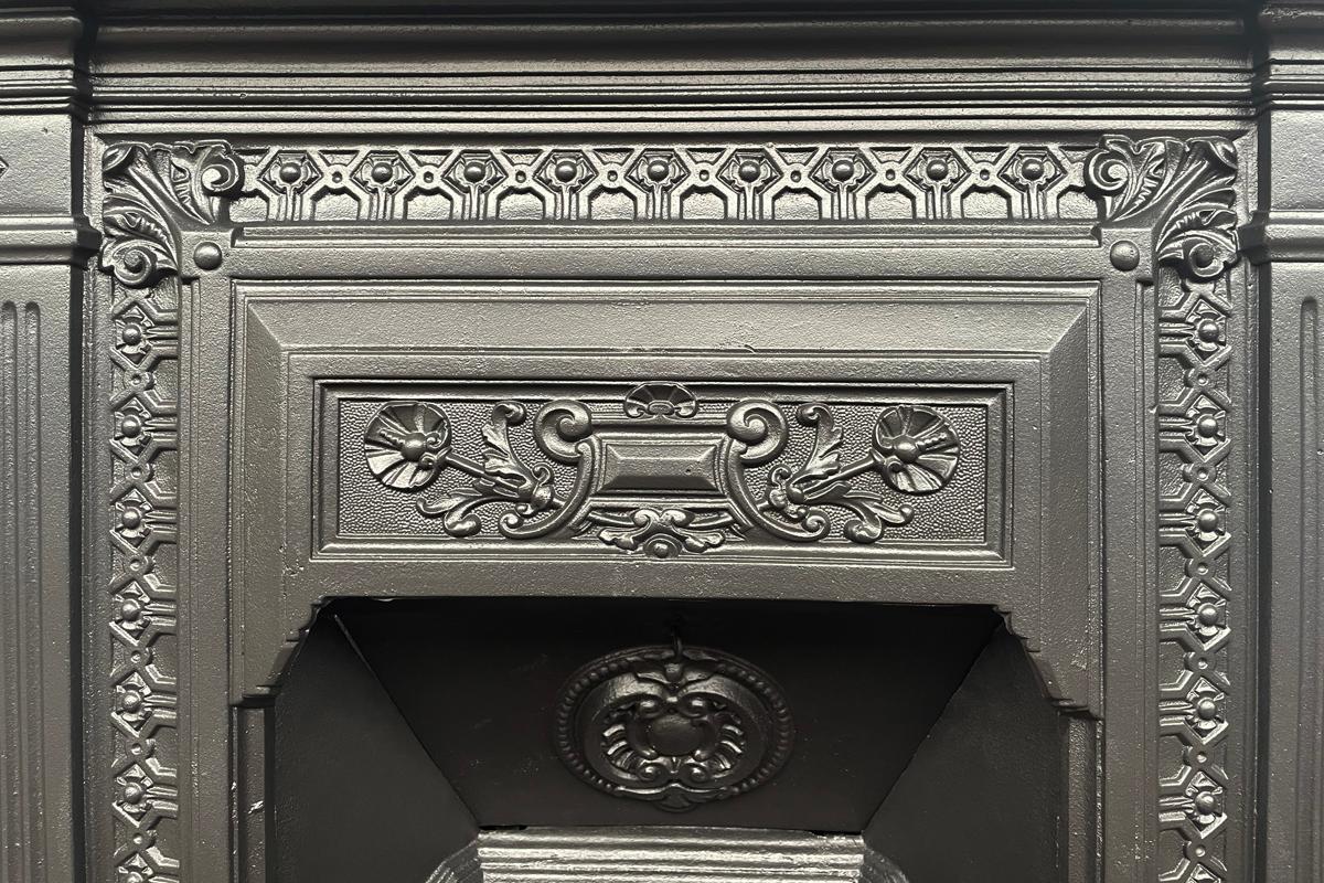 19th Century Antique Victorian Cast Iron Combination Fireplace