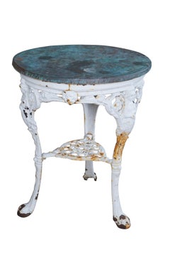 Antique Victorian Cast Iron Copper Top Outdoor Garden Bistro Table 30"