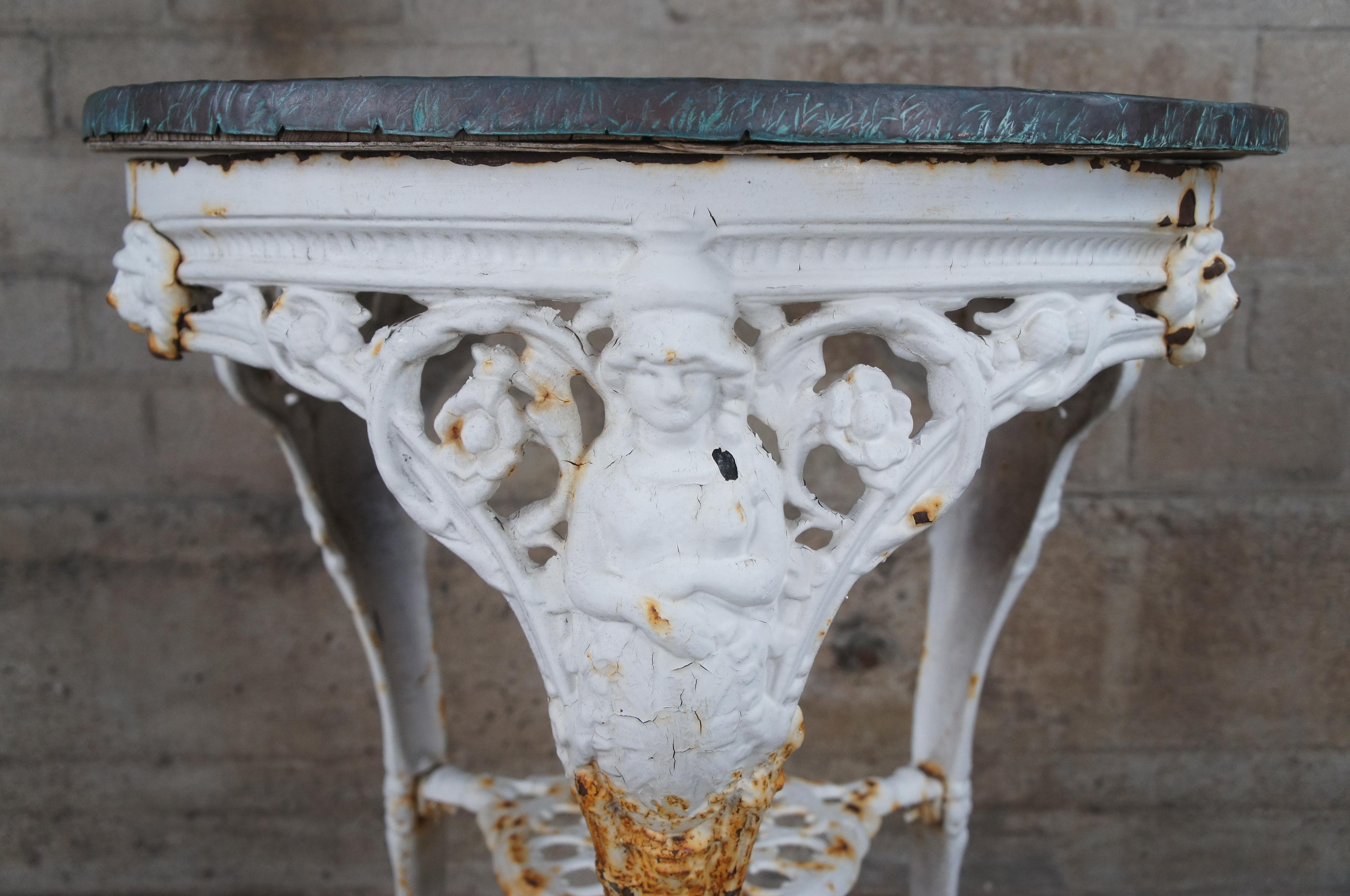 Antike viktorianische Gusseisen Kupfer Top Outdoor Garten Bistro Tisch 30