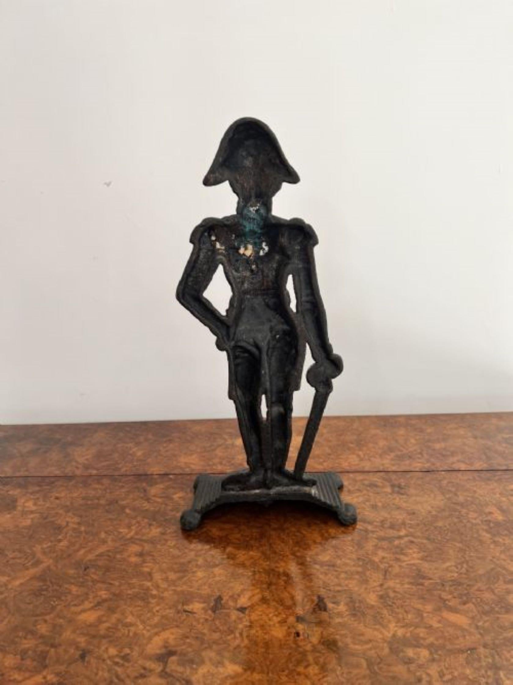 Antique Victorian cast iron door stop in the form of Lord Nelson  In Good Condition For Sale In Ipswich, GB
