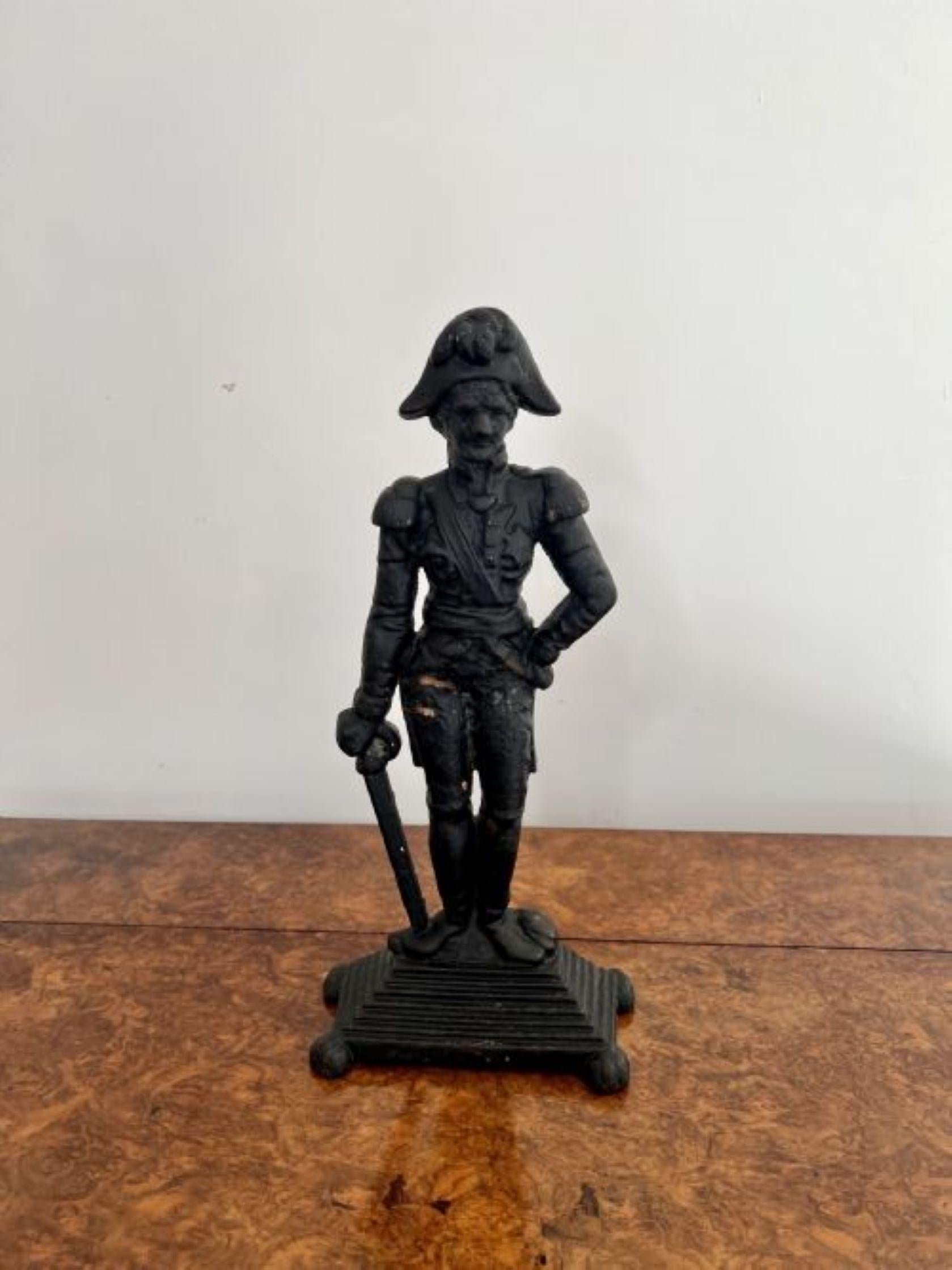 19th Century Antique Victorian cast iron door stop in the form of Lord Nelson  For Sale