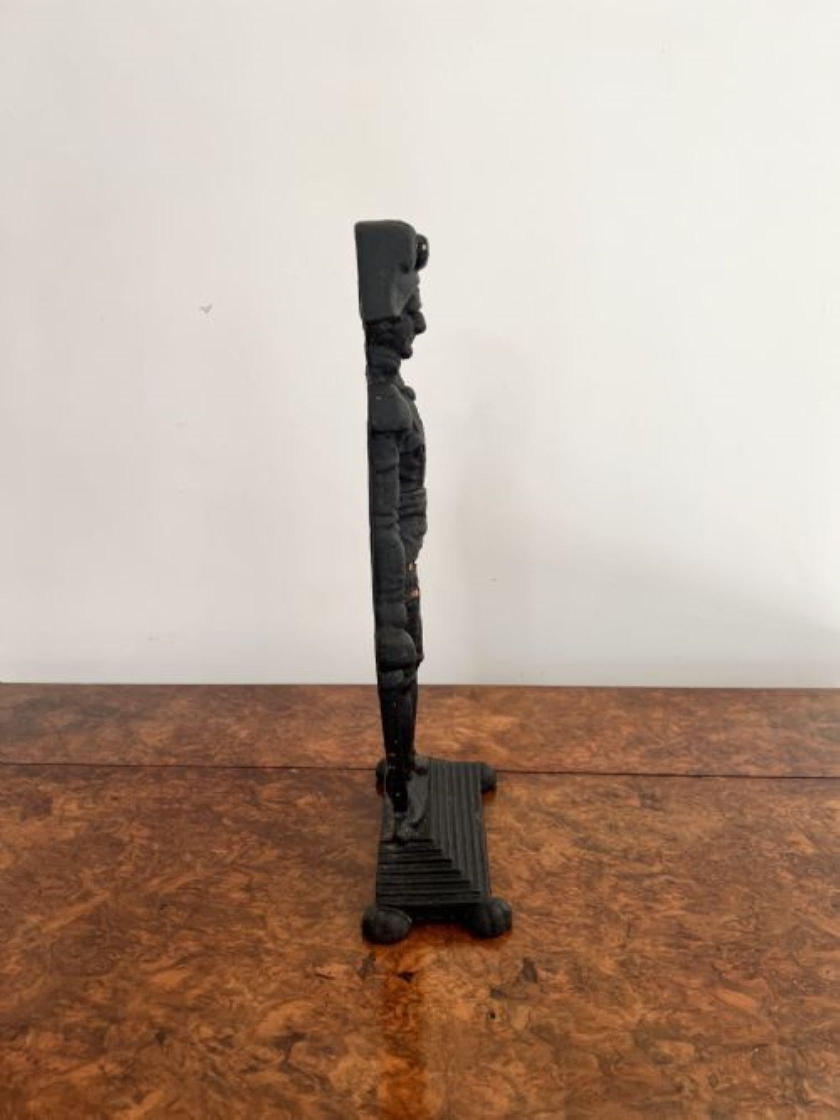 Iron Antique Victorian cast iron door stop in the form of Lord Nelson  For Sale