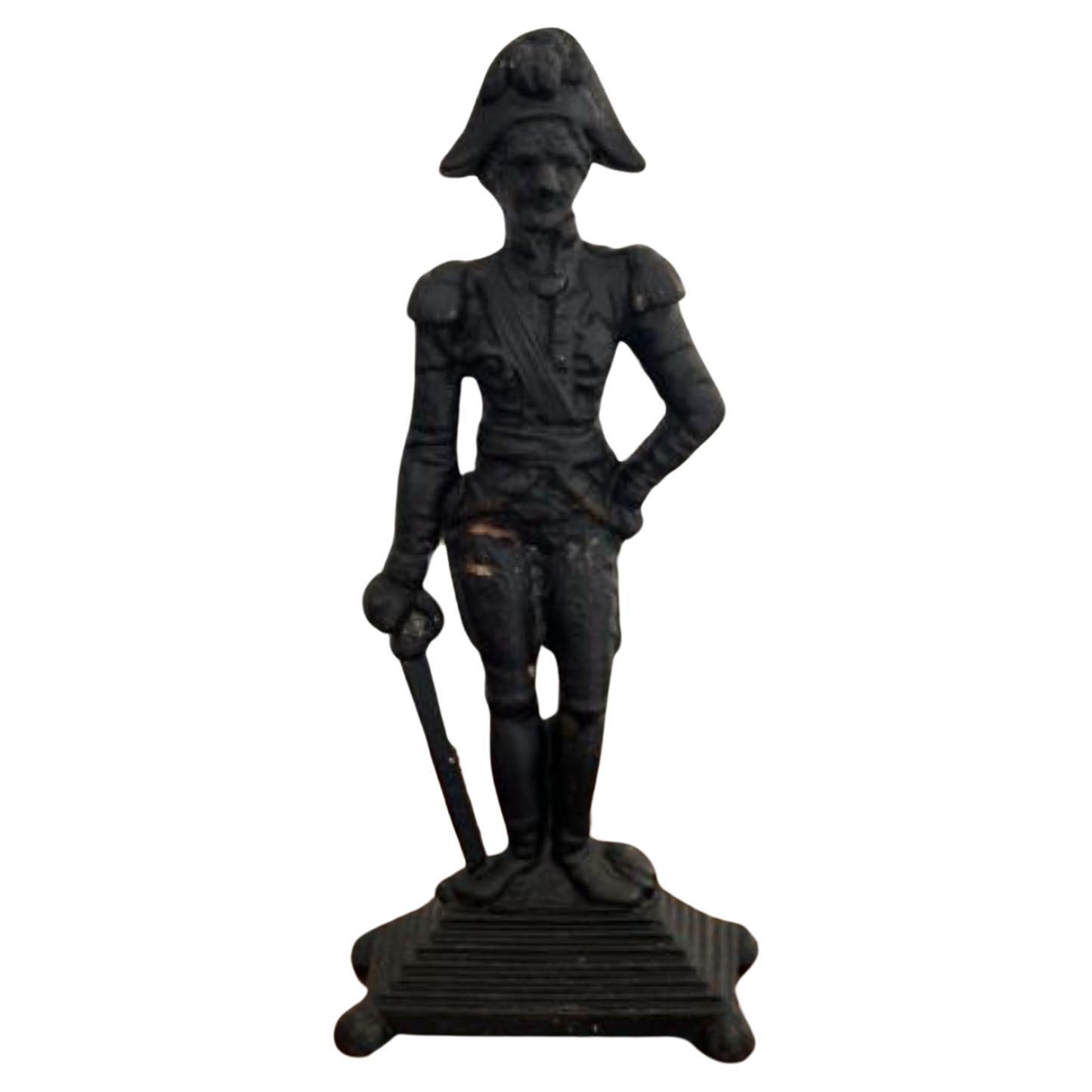 Antique Victorian cast iron door stop in the form of Lord Nelson  For Sale