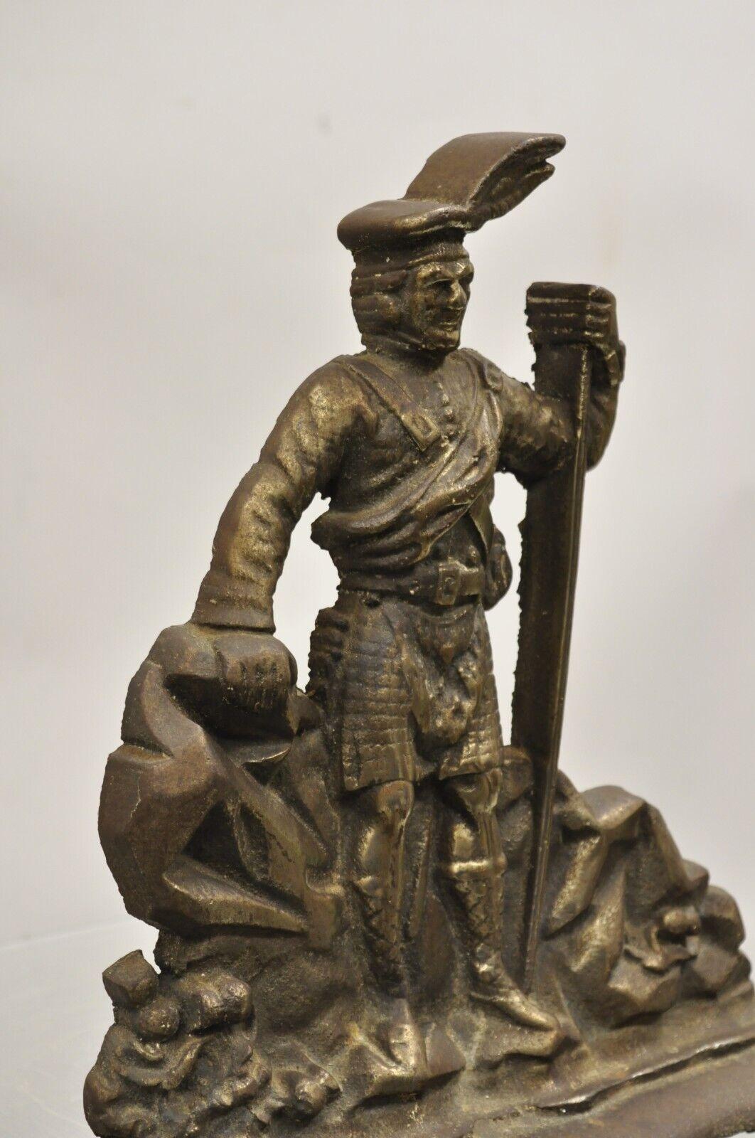 Antique Victorian Cast Iron Figural Scottish Soldier Scotsman Door Stop 6