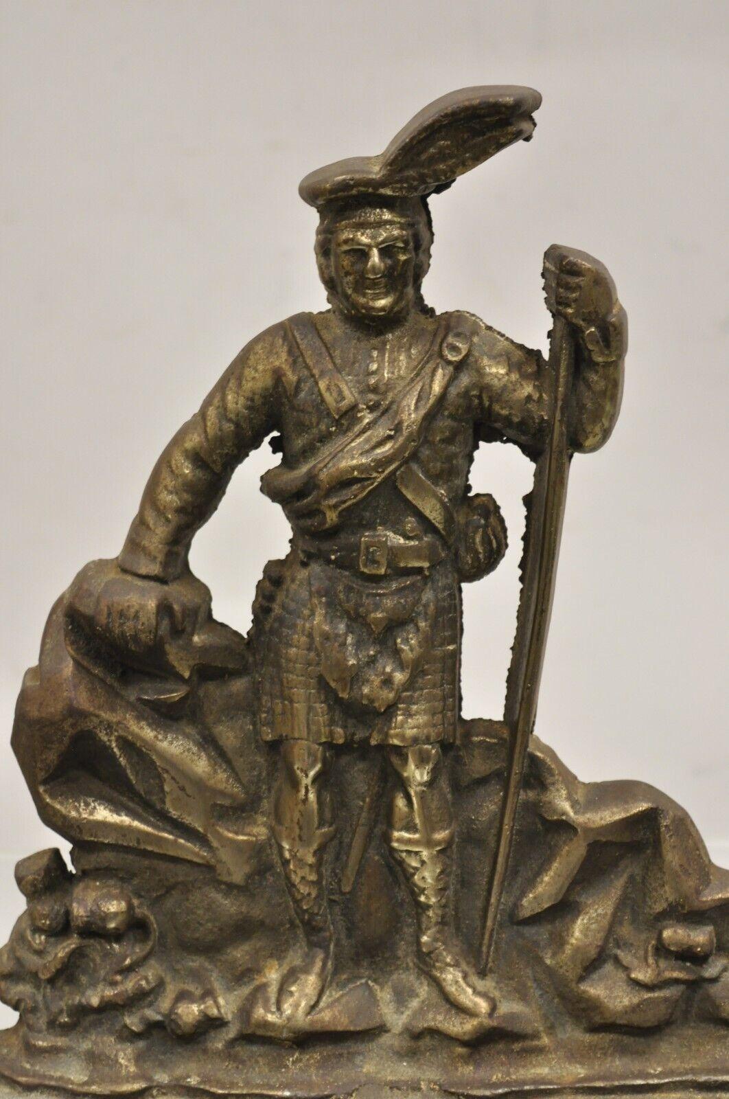 Antique Victorian Cast Iron Figural Scottish Soldier Scotsman Door Stop 7