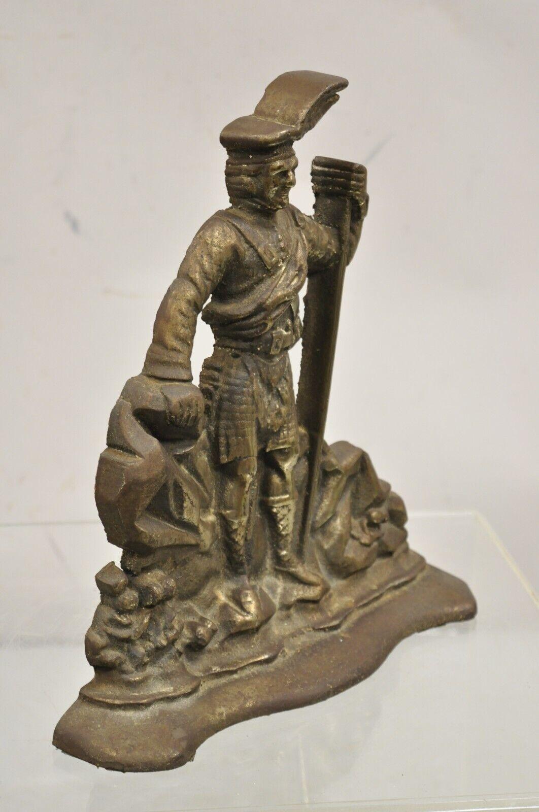 Antique Victorian Cast Iron Figural Scottish Soldier Scotsman Door Stop 5