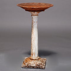 Antique Victorian Cast Iron Garden Pedestal Bird Bath, circa 1900