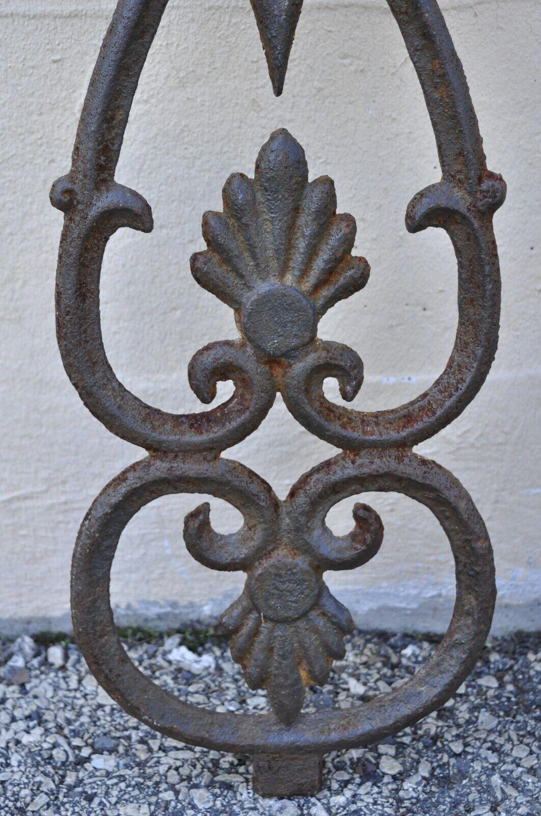 Antique Victorian Cast Iron Gate Supports Architectural Elements, a Pair For Sale 5