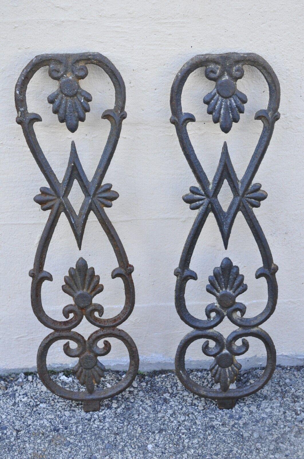 Antique Victorian Cast Iron Gate Supports Architectural Elements, a Pair For Sale 6