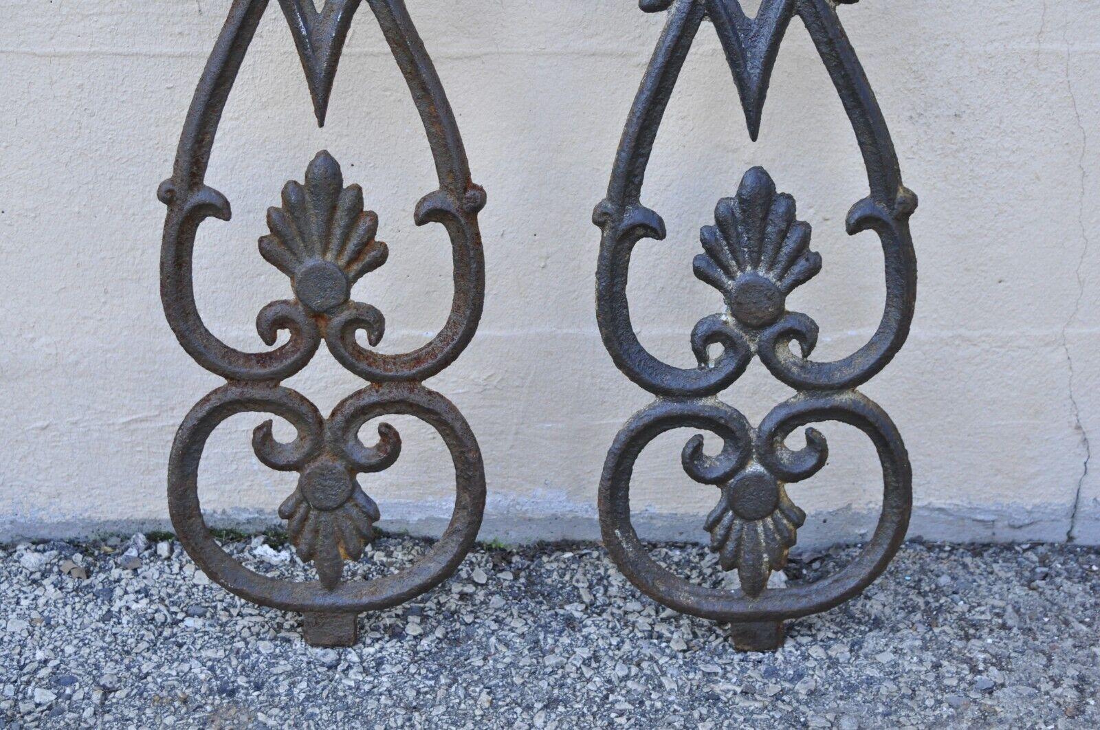 20th Century Antique Victorian Cast Iron Gate Supports Architectural Elements, a Pair For Sale