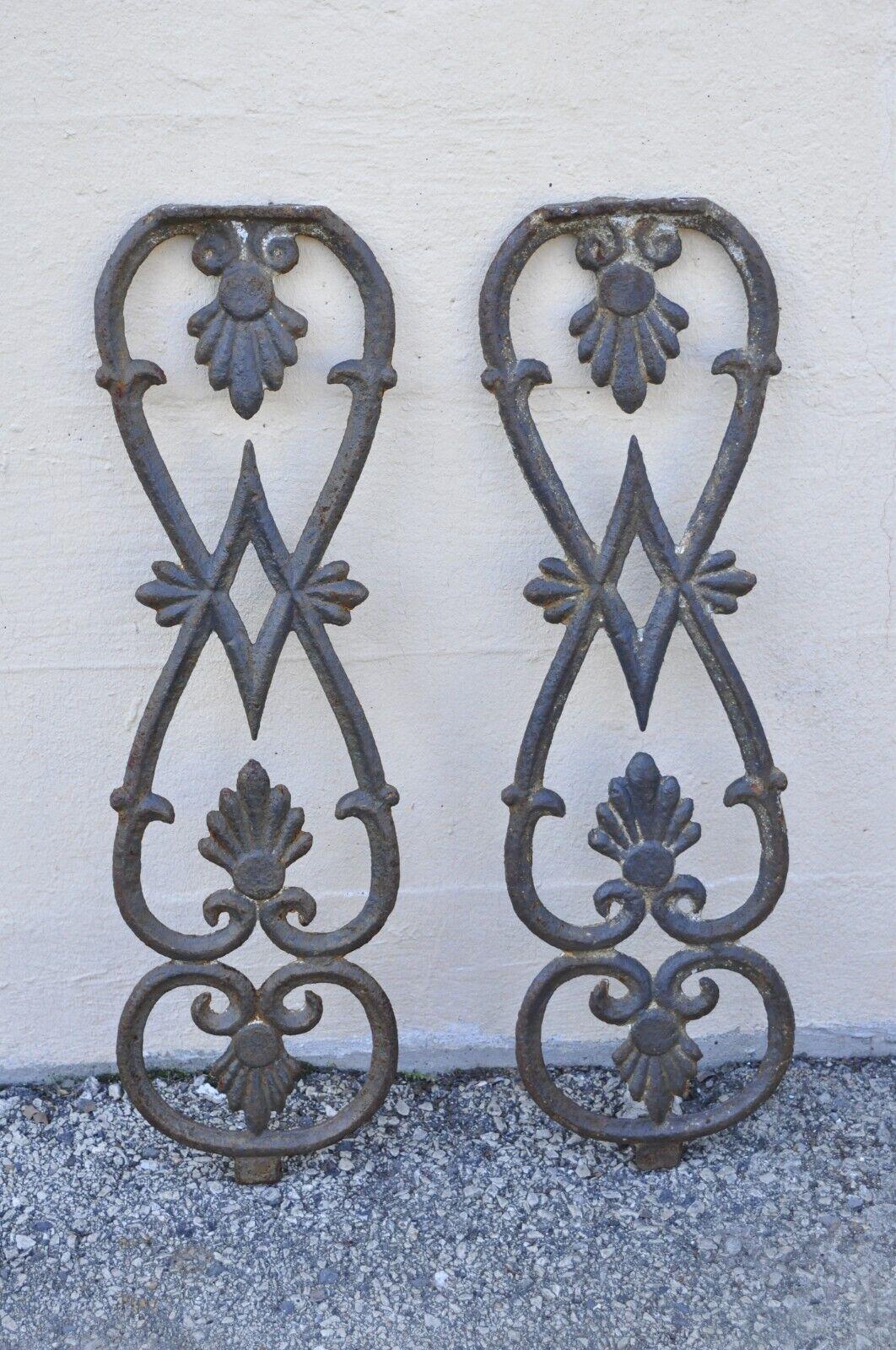 Antique Victorian Cast Iron Gate Supports Architectural Elements, a Pair For Sale 4
