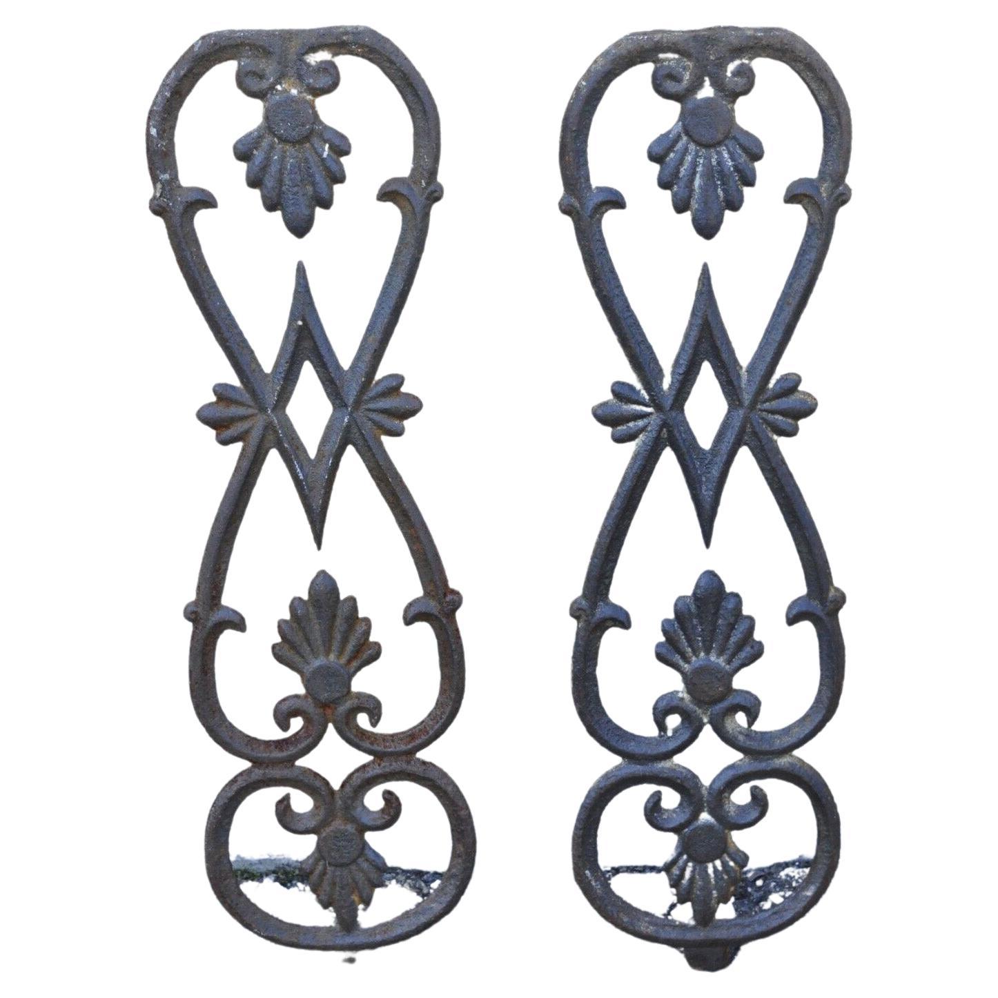 Antique Victorian Cast Iron Gate Supports Architectural Elements, a Pair For Sale