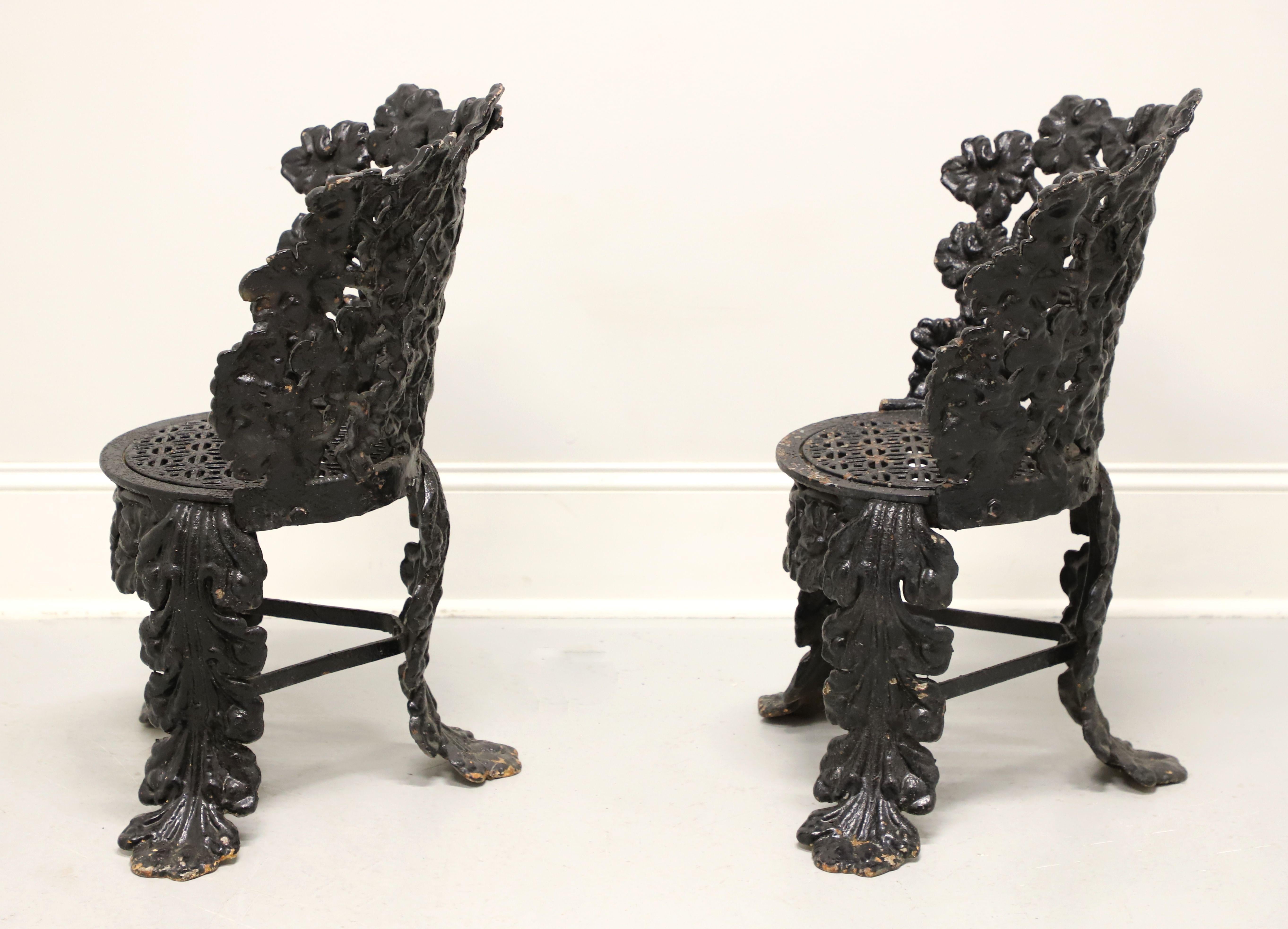 Antique Victorian Cast Iron Grape Leaf Garden Settee & Chairs - 3 Piece Set 6