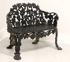 Antique Victorian Cast Iron Grape Leaf Garden Settee & Chairs - 3 Piece Set