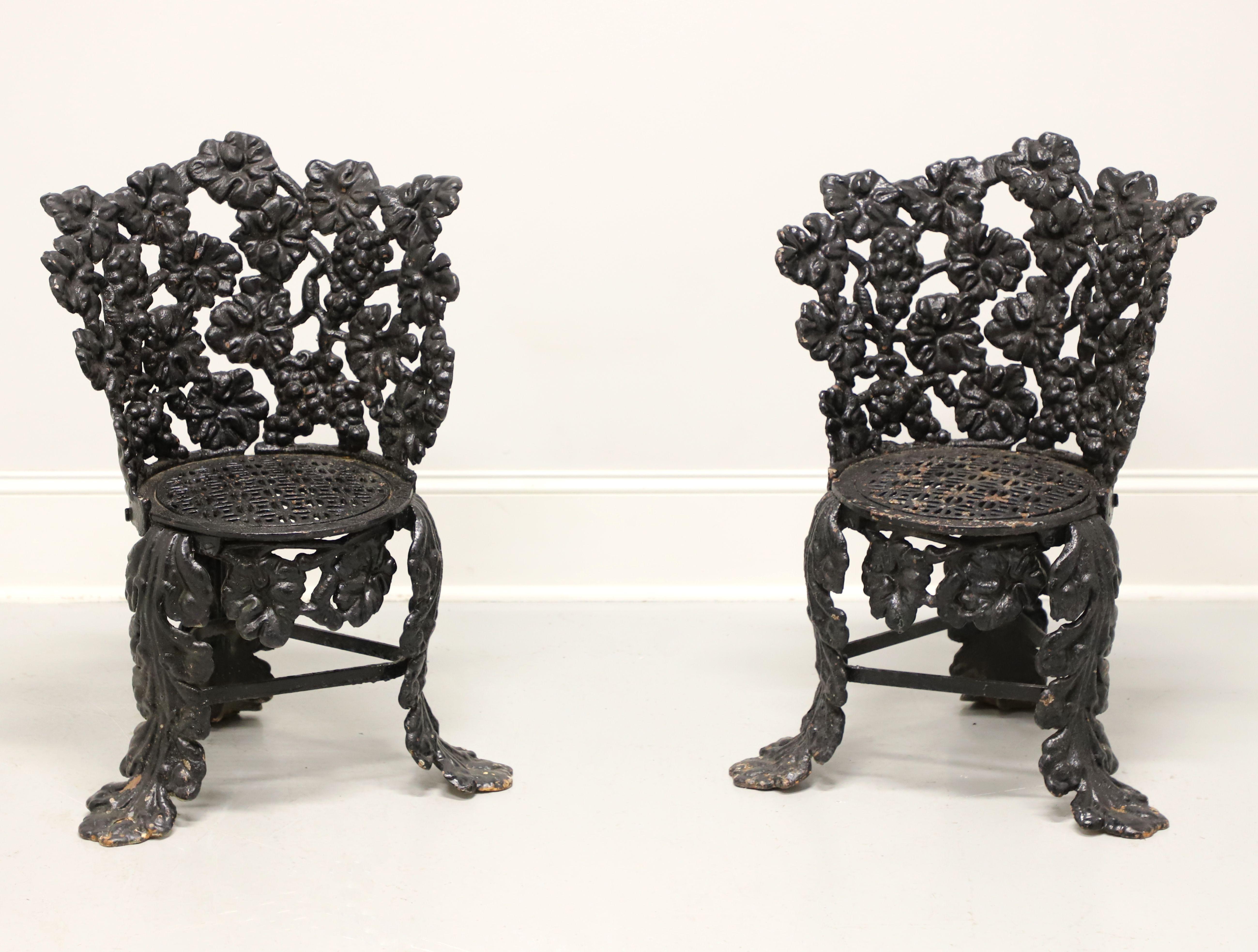 Antique Victorian Cast Iron Grape Leaf Garden Settee & Chairs - 3 Piece Set 3