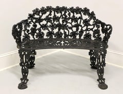 Antique Victorian Cast Iron Grape Leaf Garden Settee, Chairs, Table- 4 Piece Set