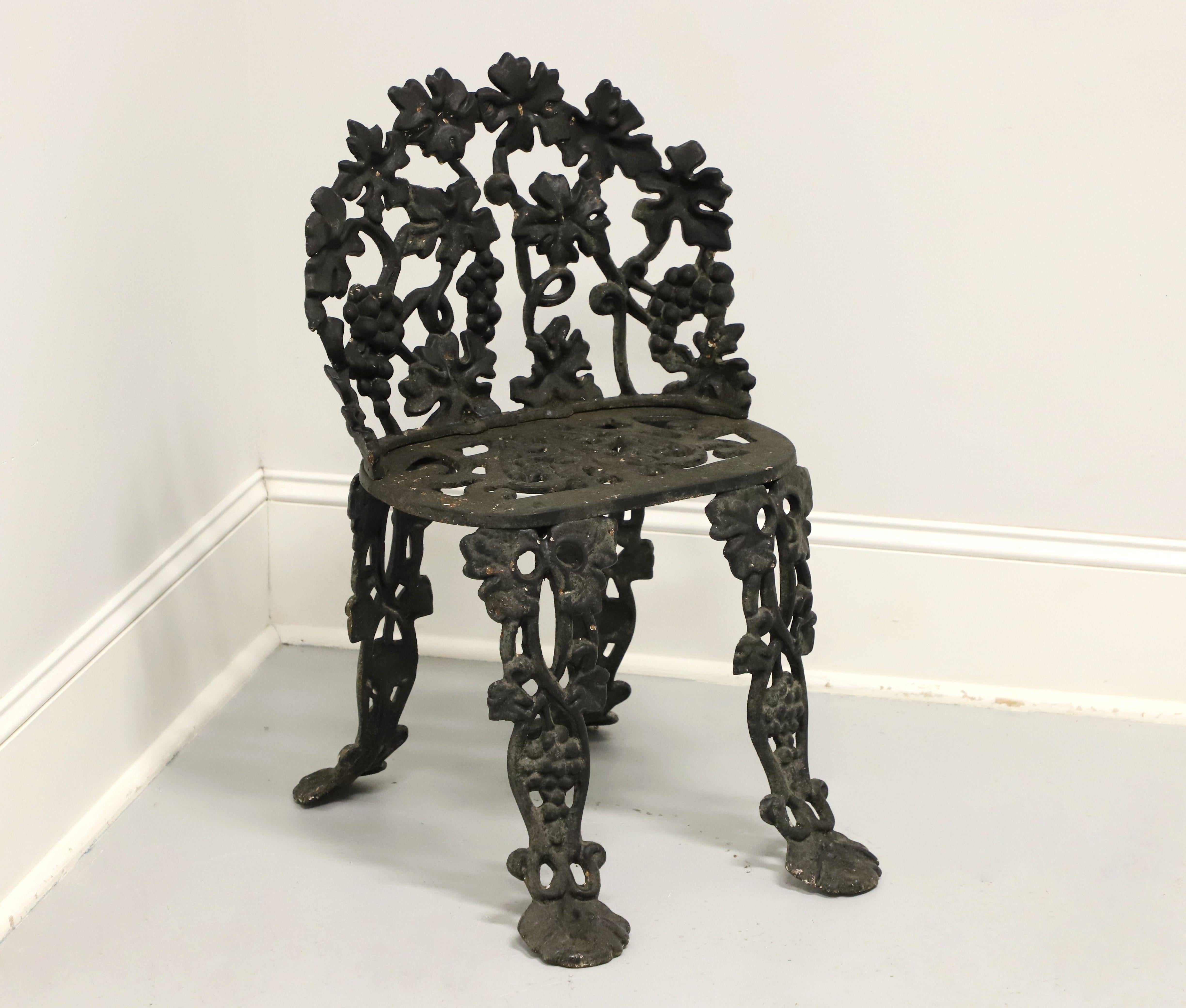 Antique Victorian Cast Iron Grape Leaf Garden Settee, Chairs, Table- 4 Piece Set In Good Condition For Sale In Charlotte, NC