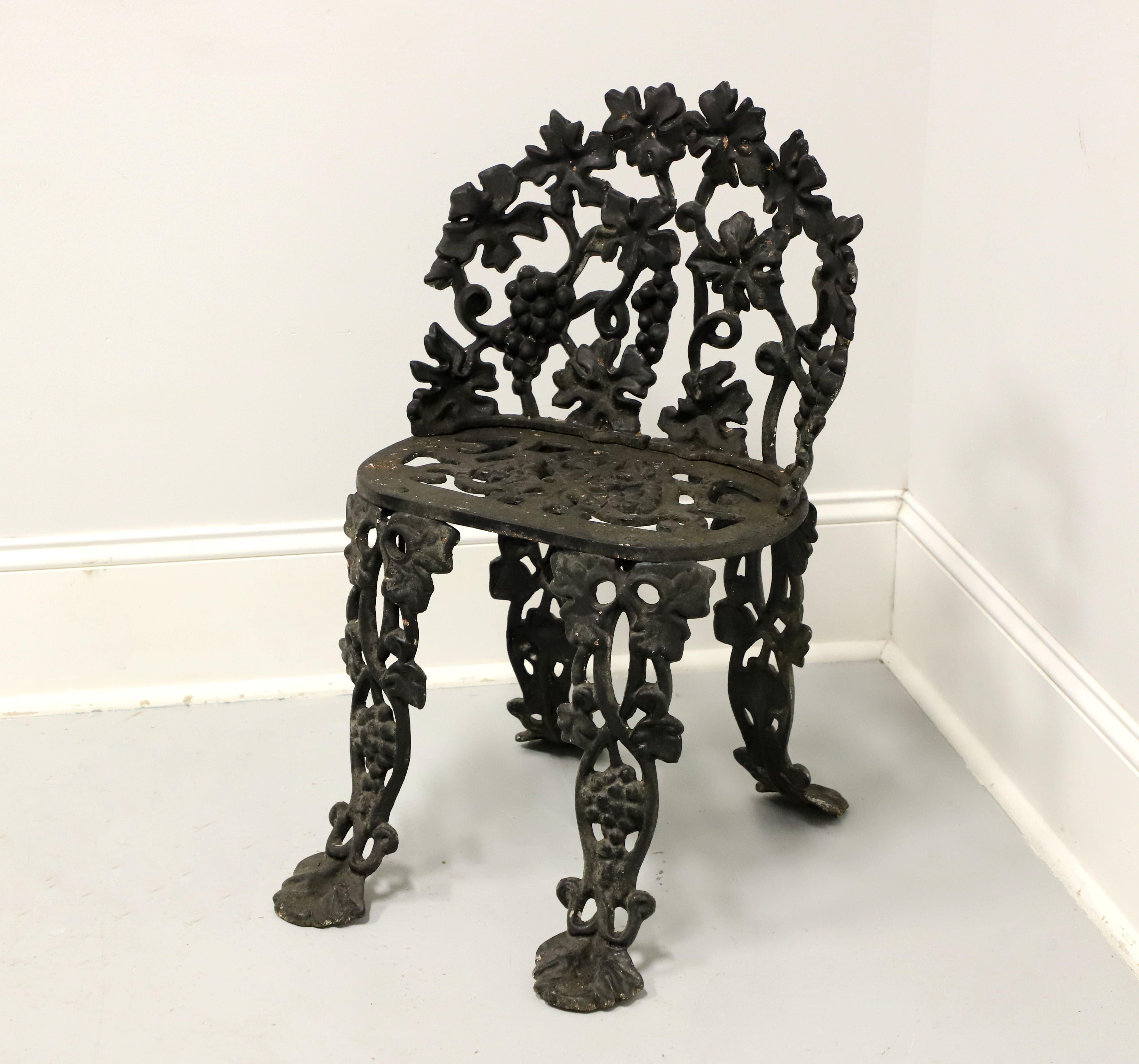 Antique Victorian Cast Iron Grape Leaf Garden Settee, Chairs, Table- 4 Piece Set For Sale 2