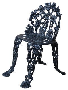 Antique Victorian Cast Iron Grapevine Leaves Patio Chair Ice Cream Garden Bistro