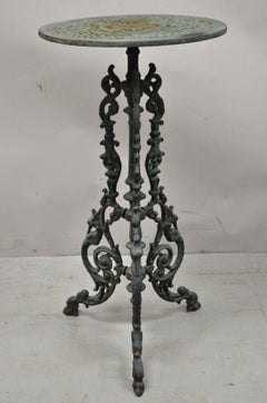 Antico tavolo vittoriano in ghisa Greene & Greene Ornate Plant Stand Tripod Pedestal Table