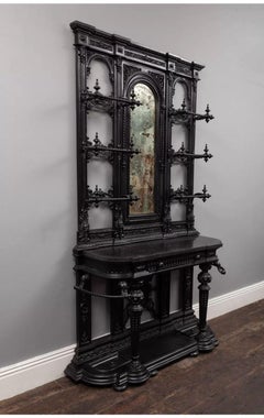 Antique Victorian Cast-iron Hall Stand by Coalbrookdale, circa 1890