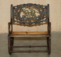 ANTiQUE VICTORIAN CAST IRON HAND PAINTED SMALL CHILDRENS GARDEN ROCKING ARMCHAIR