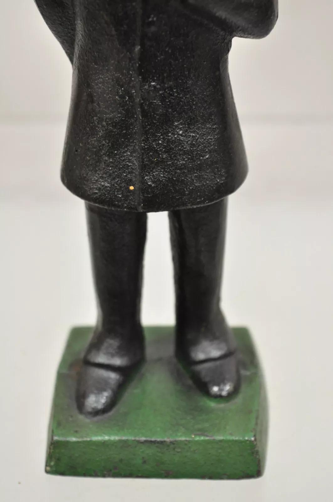 Antique Victorian Cast Iron Honest Abe Abraham Lincoln Figural Painted Door Stop For Sale 1