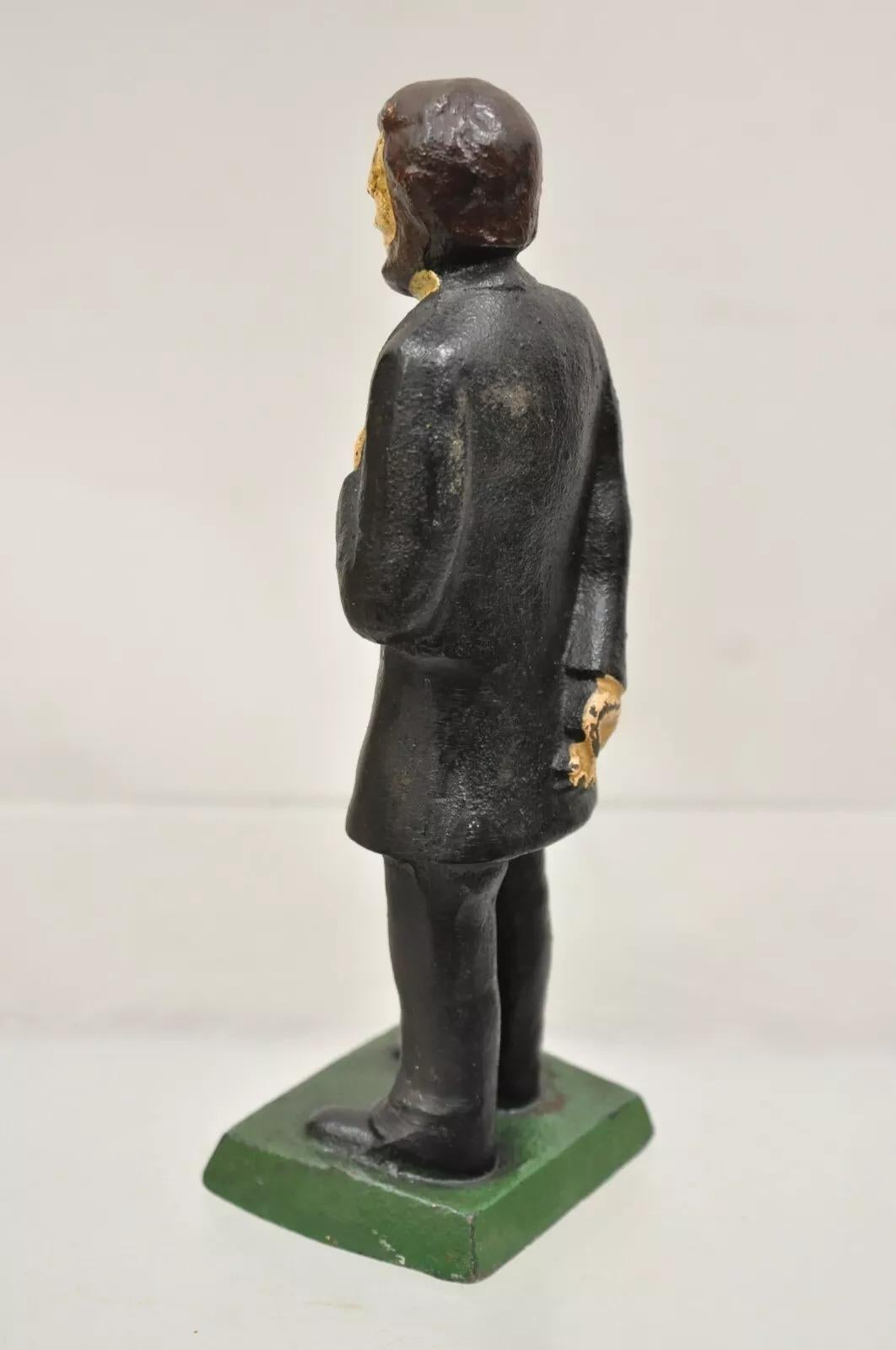 Antique Victorian Cast Iron Honest Abe Abraham Lincoln Figural Painted Door Stop For Sale 2