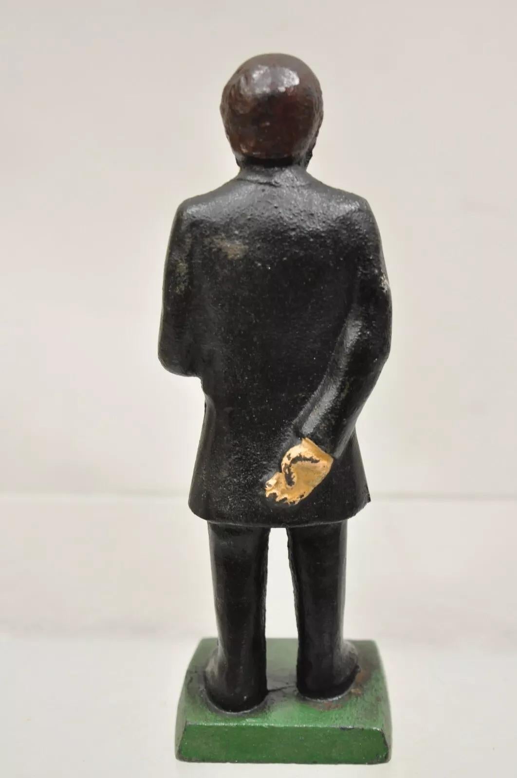 Antique Victorian Cast Iron Honest Abe Abraham Lincoln Figural Painted Door Stop For Sale 3