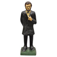 Antiker viktorianischer gusseiserner Honest Abe Abraham Lincoln, figürlich bemalter Türstopper