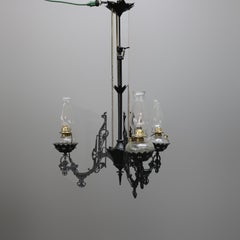 Antique Victorian Cast Iron Horse Hanging Light, Electrified, 19th Century