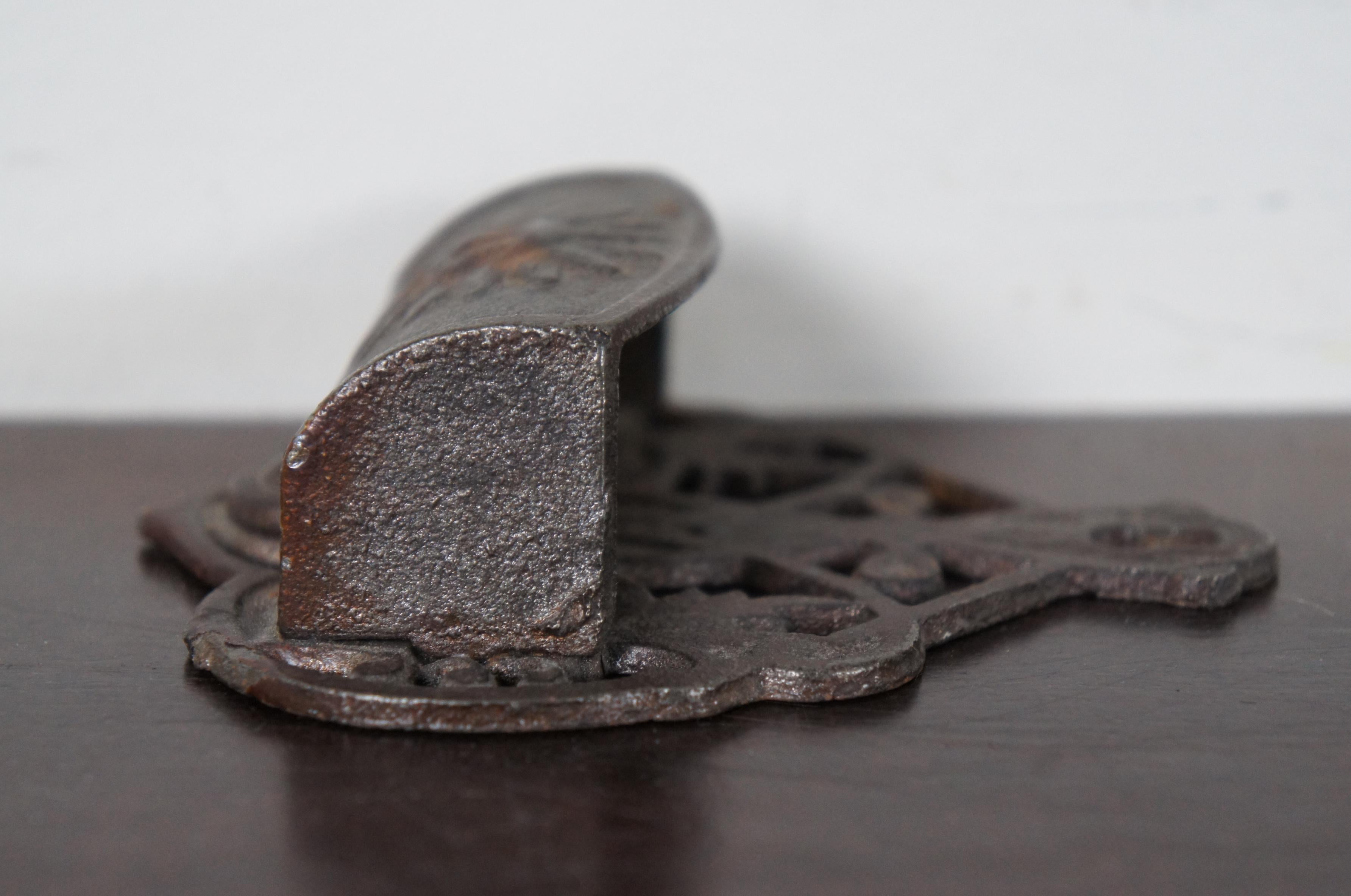 19th Century Antique Victorian Cast Iron Match Safe Stick Toothpick Holder Wall Pocket Sun