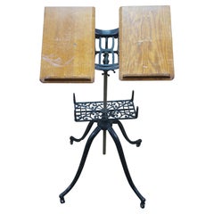 Antique Victorian Cast Iron Oak Dictionary Bible Library Book Display Stand