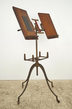 Antique Victorian Cast Iron & Oak Dictionary Stand