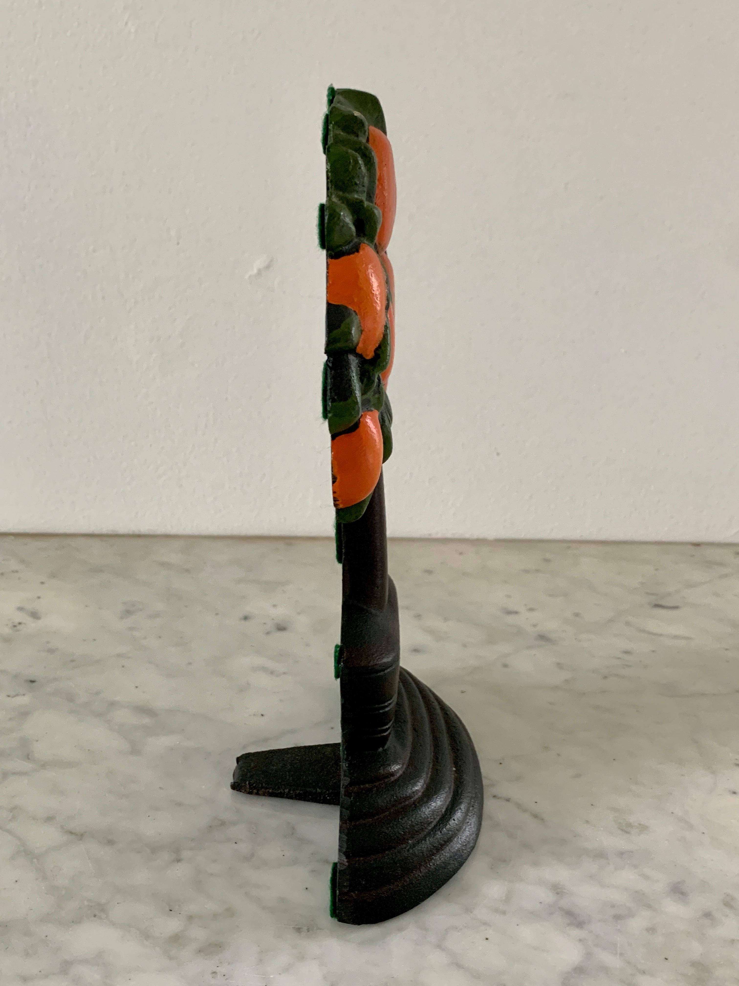 Antique Victorian Cast Iron Orange Tree Topiary Door Stop, circa 1890s 1