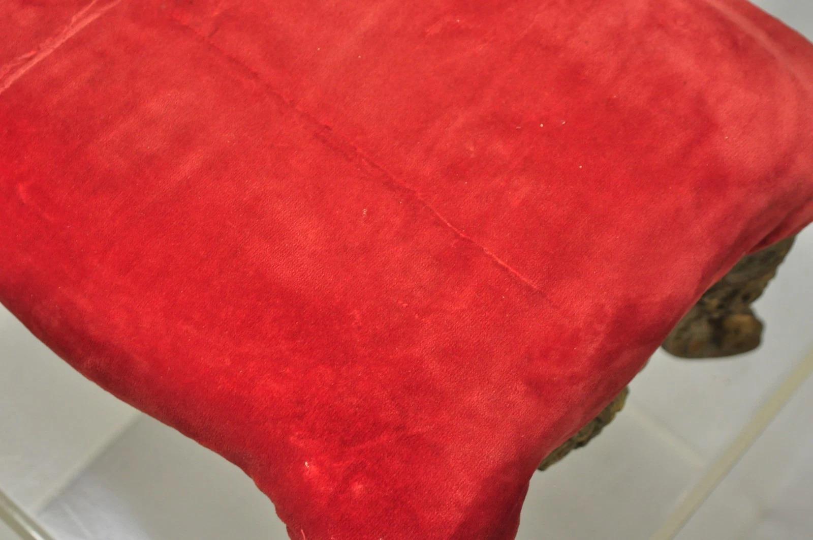 XX secolo Antico pouf poggiapiedi vittoriano in ghisa ornato in metallo pesante dorato in vendita