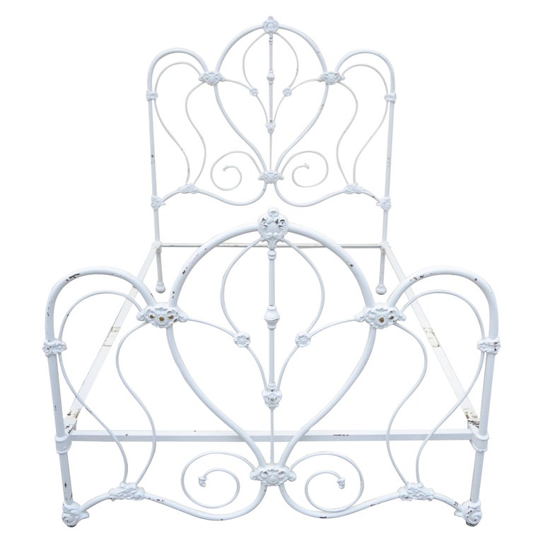 Antique Victorian Cast Iron Ornate, White Rod Iron Bed Frames