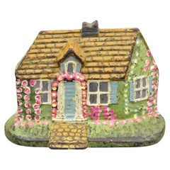 Antique porte de maison de cottage de style victorien peinte en vert et rose