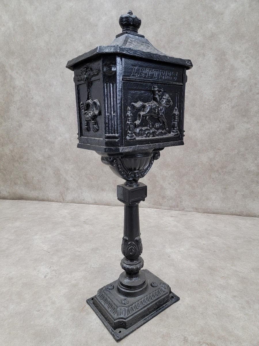 Antique Victorian Cast Iron Pedestal Floor Mount Mailbox 1