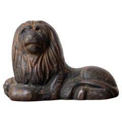 Antique Victorian Cast Iron Recumbent Lion Doorstop, 19th Century