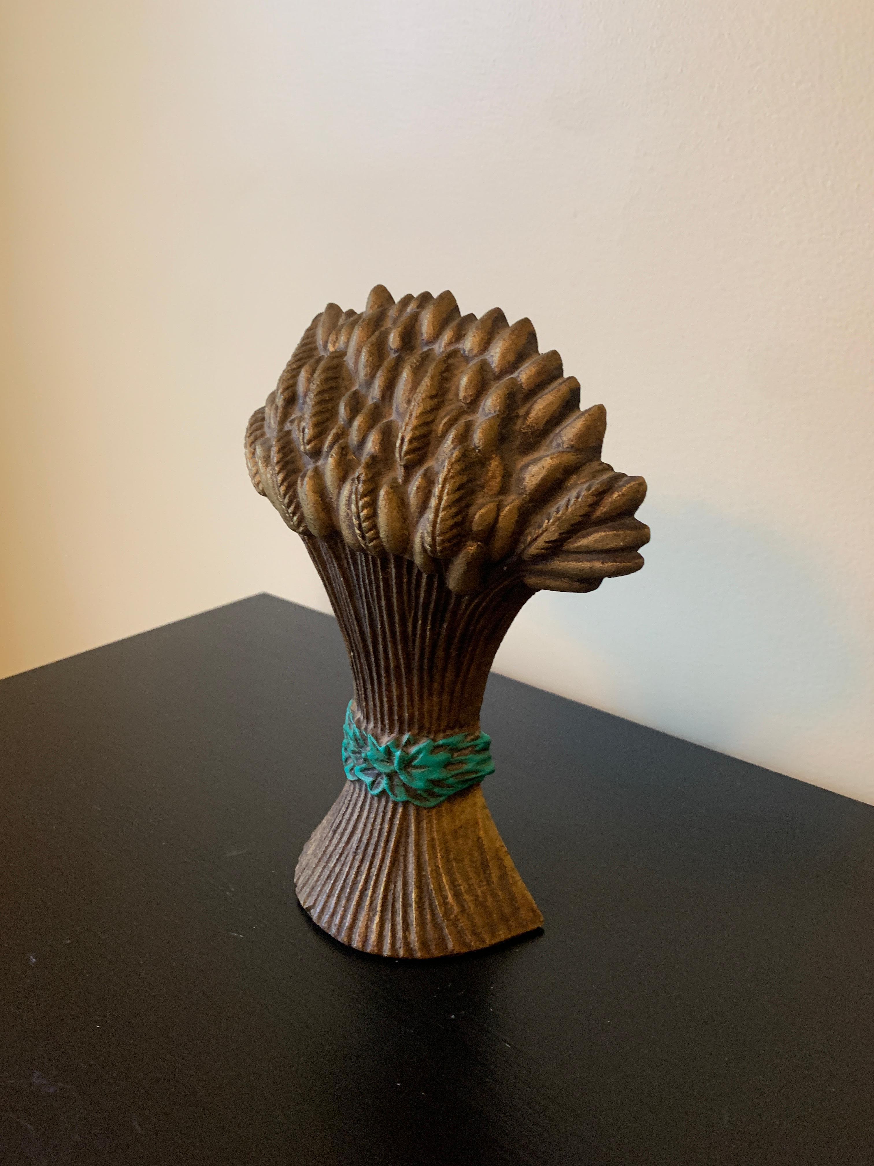 American Antique Victorian Cast Iron Sheaf of Wheat Door Stop, Circa 1890s For Sale