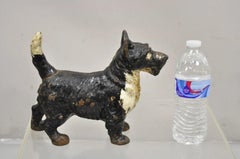 Antique Victorian Cast Iron Small Scottie Dog Metal Black Painted Door Stop