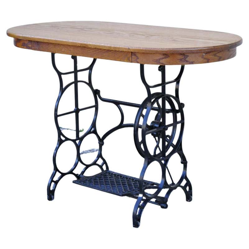 William Herrick Cast Iron Sewing Machine Base Desk Console Table Live ...