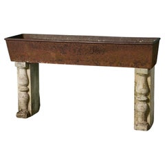 Used Victorian Cast Iron Trough on Limestone Stands
